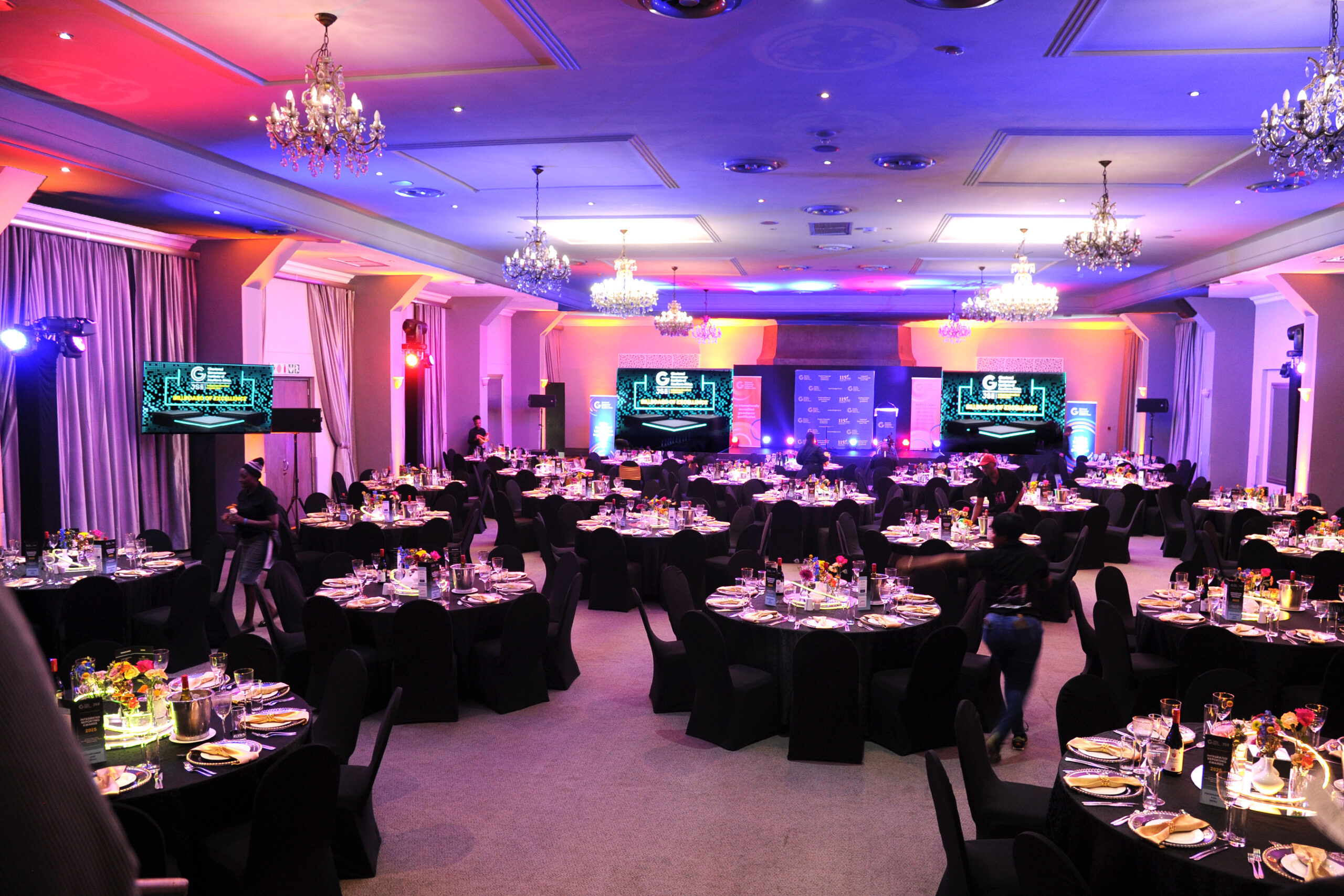 A stunning ballroom prepared for an evening of excellence