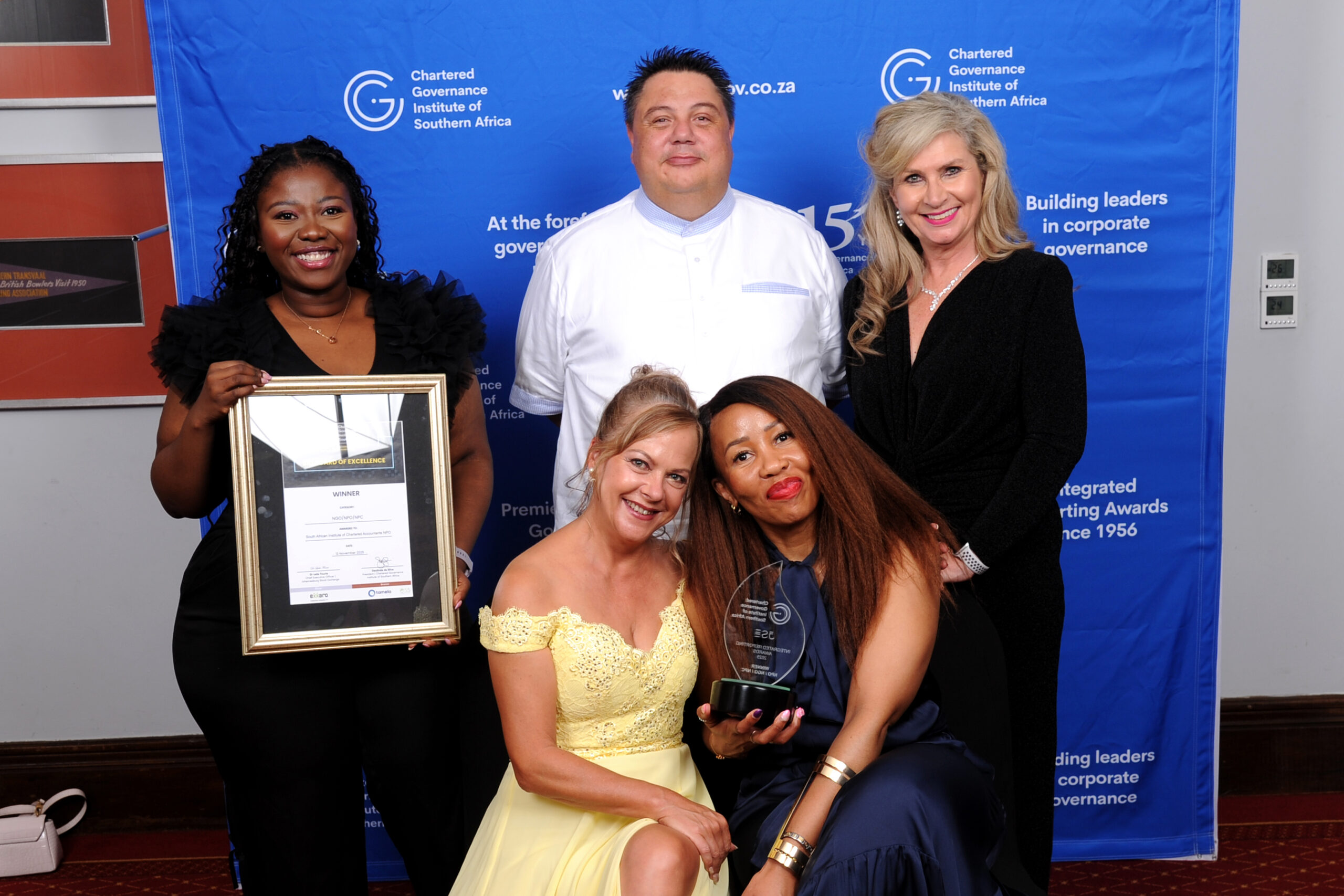 Back: Kgauhelo Dioka, Pondo Belot, Ashley van der Merwe; Front: Sue Kenney and Sheralee Morlandand  (SAICA) 